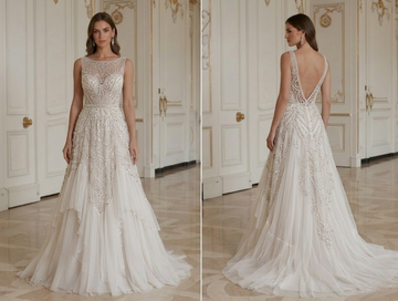 Vestido de novia bohemio con detalle de cristales