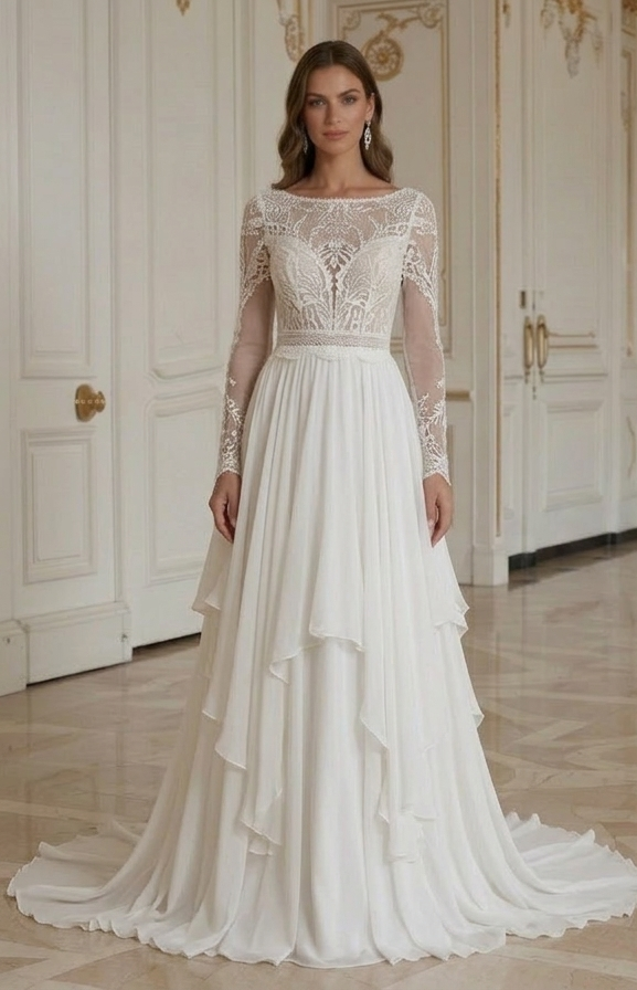 Boho Hochzeitskleid mit femininer Silhouette