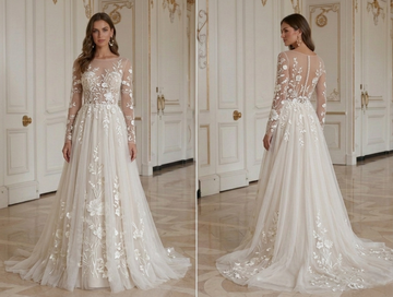Boho Wedding Dress With Floral Embroidery Bridal