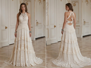 Boho Hochzeitskleid mit Neckholder Boho-Stil