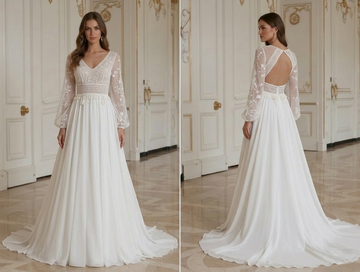 Boho Hochzeitskleid mit hohem Taillendesign