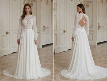 Boho Wedding Dress With Lace Trim Detail