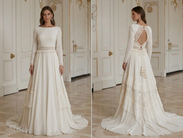 Vestido de Noiva Boho com Estilo Boémio Modesto