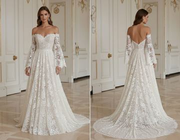 Boho Wedding Dress With Off Shoulder Sleeves