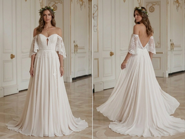 Boho Wedding Dress With Open Shoulder Bohemian Style