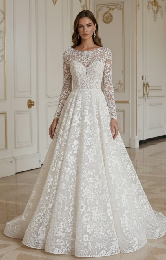 Boho Hochzeitskleid mit romantischem Spitzenstil