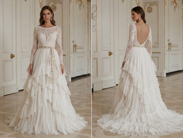 Boho Hochzeitskleid mit Rüschen Boho-Stil