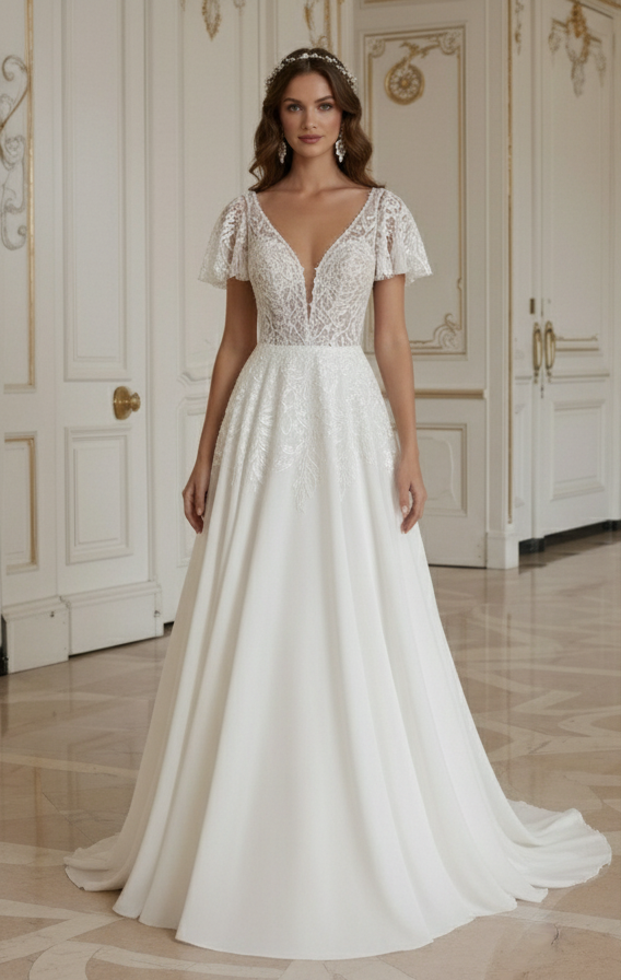 Boho Hochzeitskleid mit tailliertem Design
