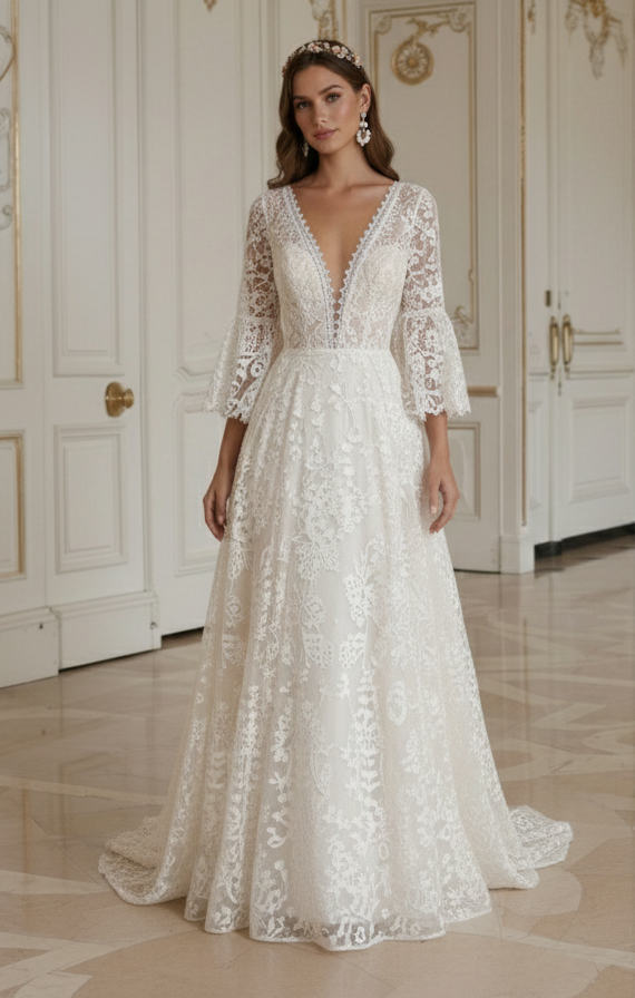 Boho Hochzeitskleid mit weichem, femininem Look