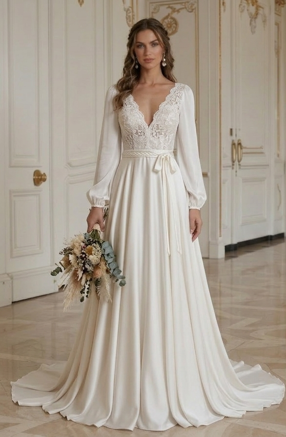 Boho Hochzeitskleid mit weichem Satin Boho-Stil