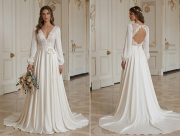 Boho Wedding Dress With Soft Satin Bohemian Style
