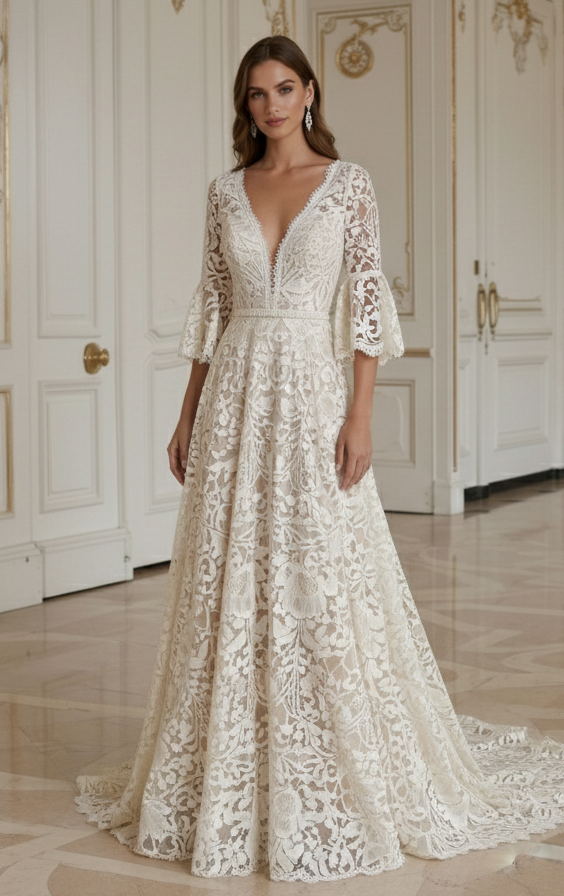 Boho Hochzeitskleid mit zeitlosem Elfenbein-Look
