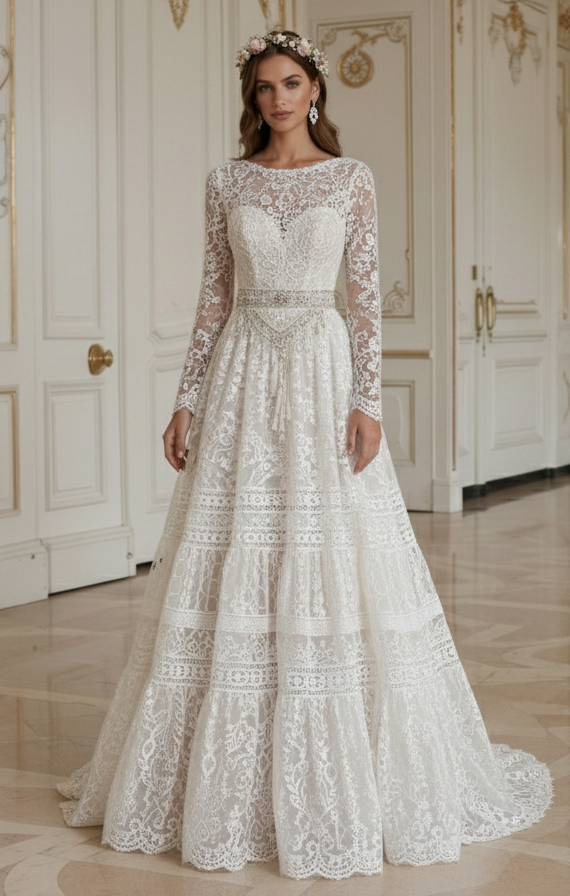 Boho Hochzeitskleid mit traditionellem Boho-Stil