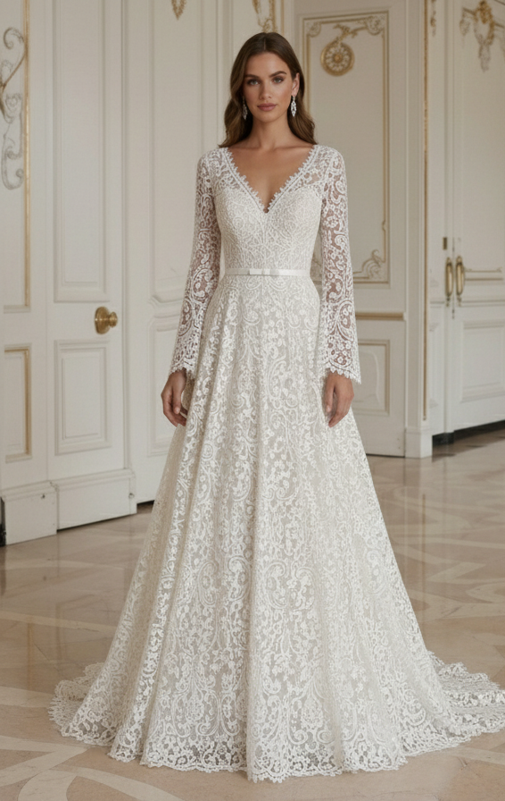 Boho Hochzeitskleid mit vintage-inspirierter Spitze