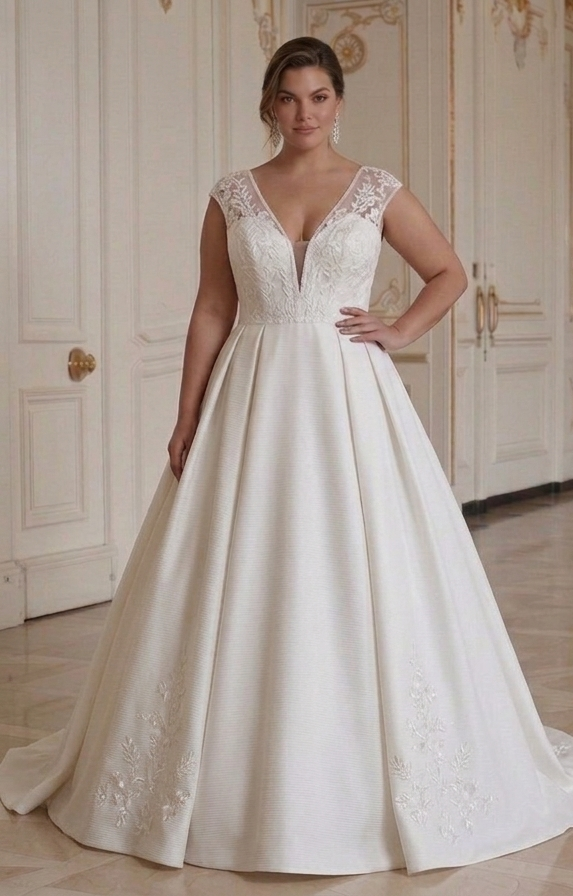 Brautkleid für Plus-Size-Braut Eleganter Empfangsstil