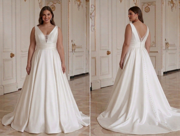 Brautkleid für Übergrößen mit elegantem Satin-Finish