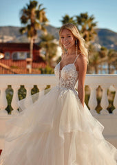 Boho Wedding Dresses A-line Pleat Spaghetti Straps Vestidos De Novia Sexy Backless V-neck Tulle For Elegant Women