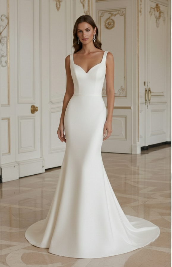 Champagner Meerjungfrau-Brautkleid Matt Eleganter Stil