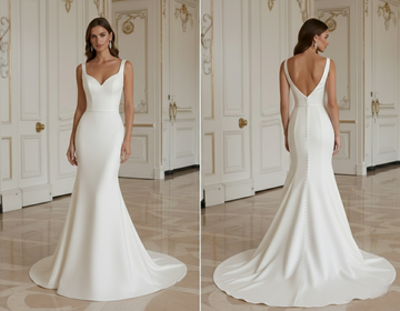 Champagne Mermaid Wedding Dress Matte Elegant Style