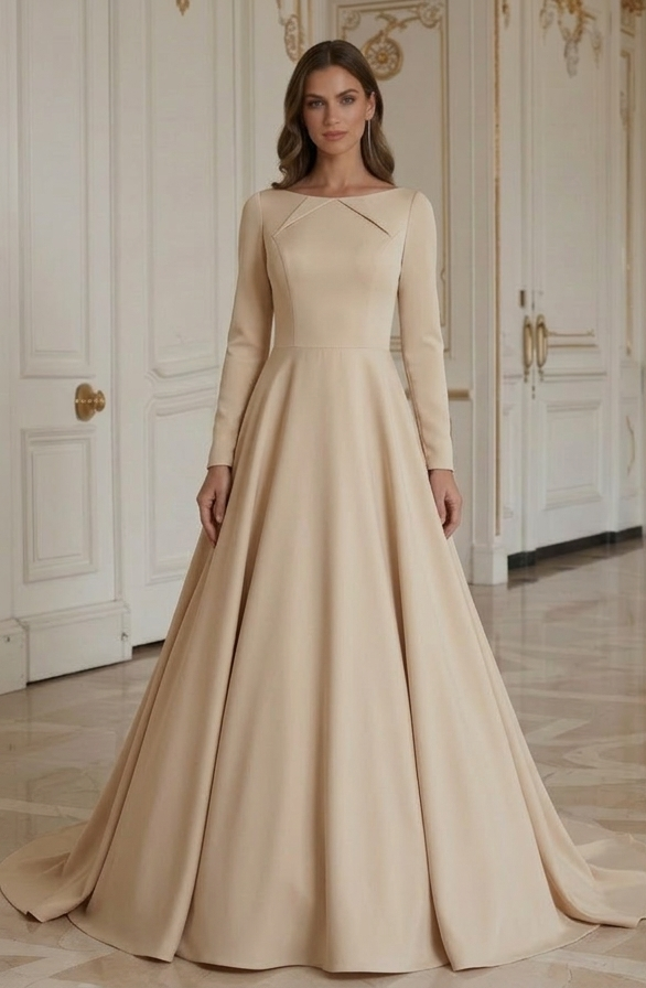 Champagner minimalistisches Brautkleid modern