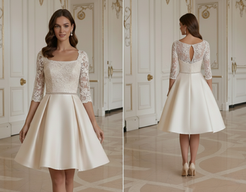 Vestido de Novia Corto Champagne Mate Estilo Elegante