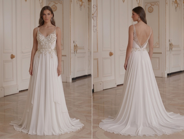 Chiffon Hochzeitskleid A-Linie Fließend Brautkleid