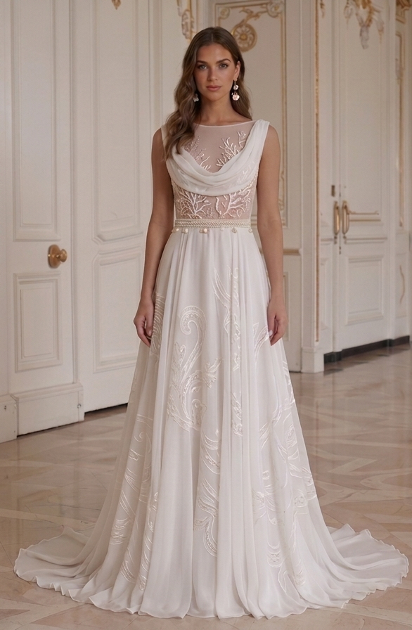 Chiffon bruidsjurk voor strandbruid