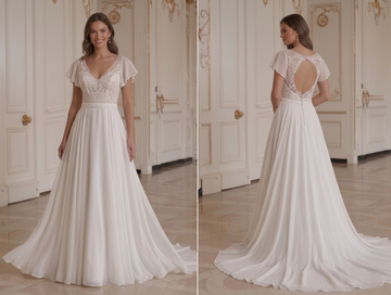 Chiffon-Brautkleid für Strandhochzeit