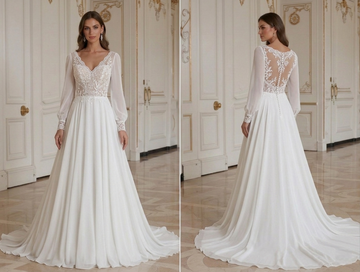 Chiffon Wedding Dress For Casual Wedding Bridal