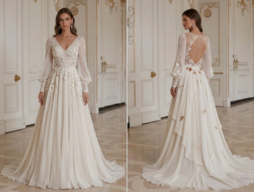 Chiffon Wedding Dress For Fall Wedding Bridal