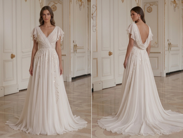 Chiffon-Brautkleid für Gartenhochzeit