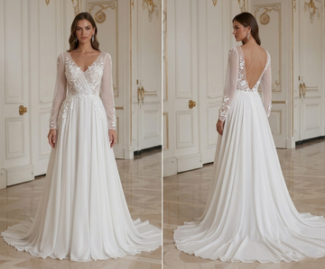Vestido de Novia de Chifón para Boda Íntima