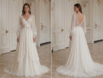 Chiffon Wedding Dress For Spring Wedding Bridal