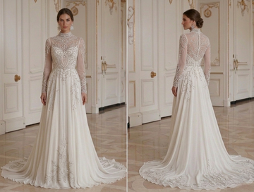 Chiffon Wedding Dress For Winter Wedding Bridal
