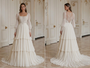 Vestido de novia de chiffon estilo nupcial moderno y chic
