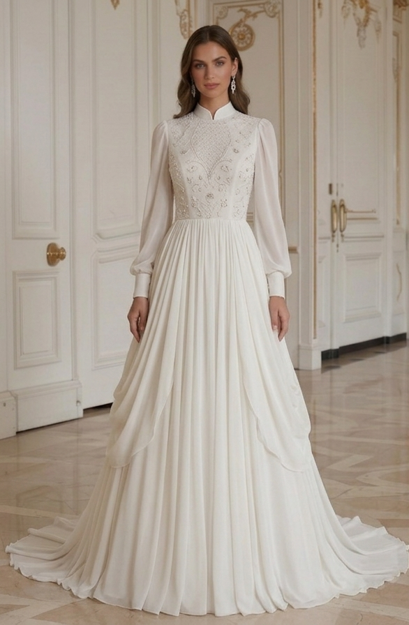 Robe de mariée en chiffon style élégant Old Money