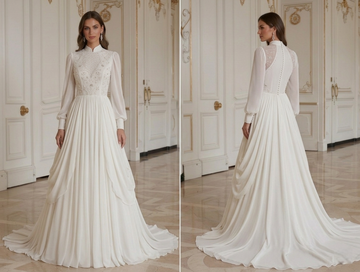 Chiffon Wedding Dress Old Money Elegant Style