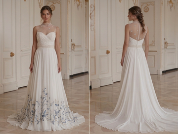 Robe de mariée en chiffon avec détail romantique dans le dos