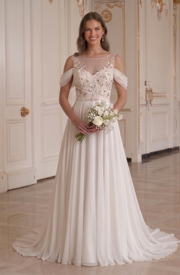 Chiffon Bruidsjurk Romantische Bruidsstijl