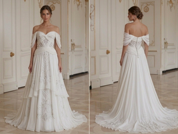 Robe de mariée en chiffon taille sculptée