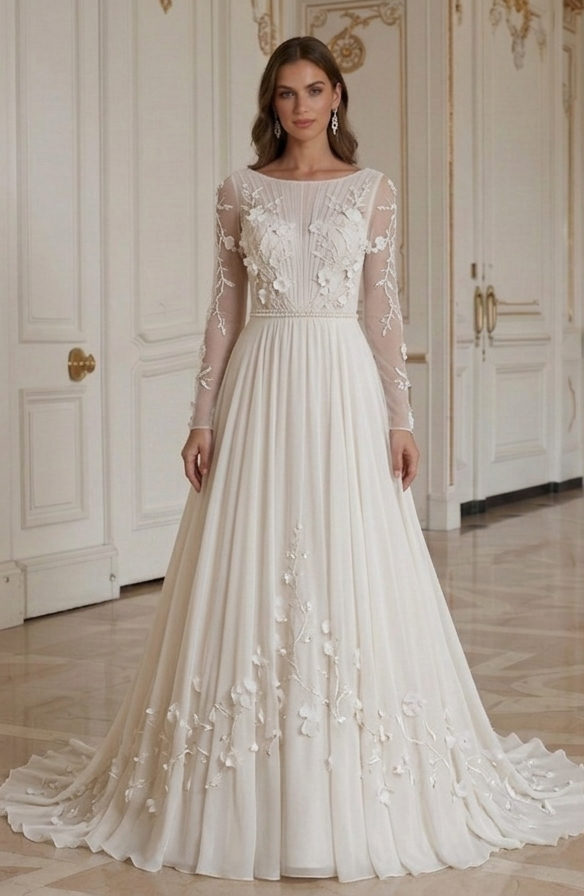 Chiffon Bruidsjurk Eenvoudige Elegante Bruidsjurk