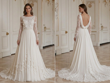 Gaun Pengantin Chiffon Sederhana Elegan