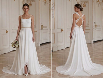 Chiffon Wedding Dress Sleek Modern Bridal Style