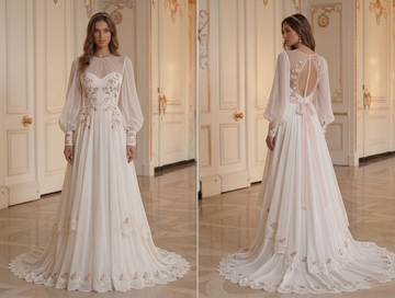 Gaun Pengantin Chiffon Lembut dengan Tampilan Feminin