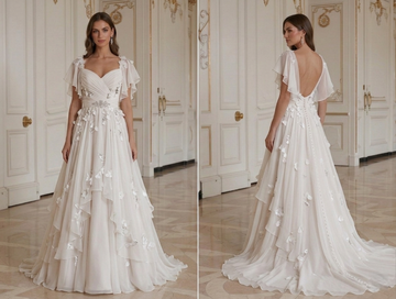 Gaun Pengantin Chiffon Lembut Gaya Romantis Bridal