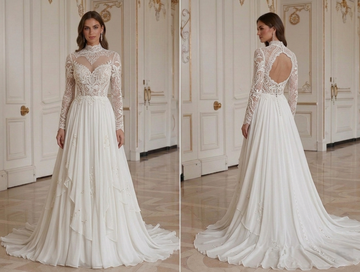 Vestido de Noiva em Chiffon Intemporal Marfim