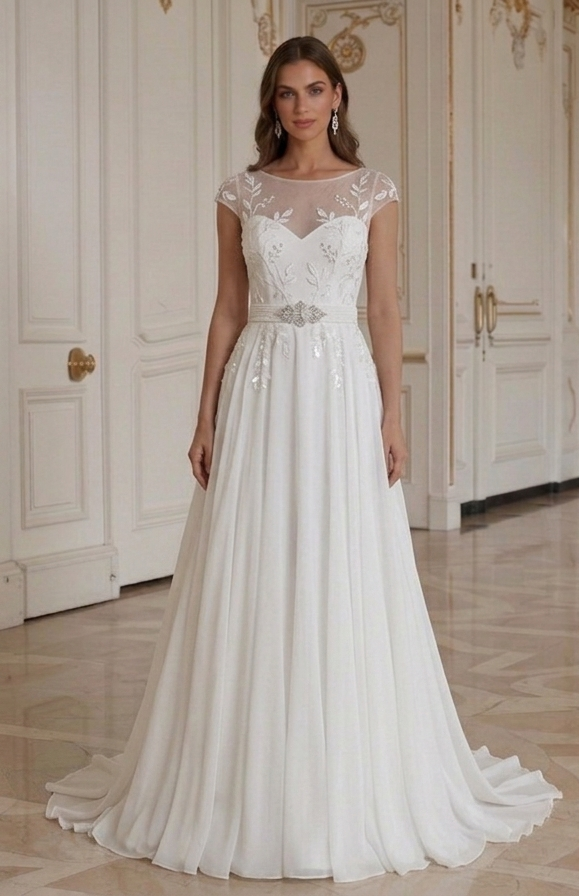 Robe de mariée en chiffon à moins de 500 Bridal