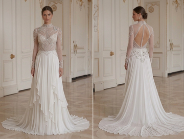 Chiffon Wedding Dress With Crystal Beading Bridal