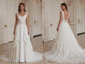 Chiffon Wedding Dress With Detachable Train