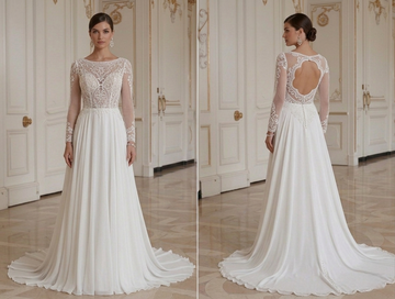 Chiffon Wedding Dress With Keyhole Back Detail